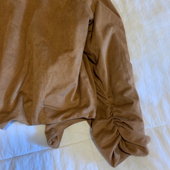 POETRY Faux Suede Caramel Jacket | Size Large - Picture 10 of 11
